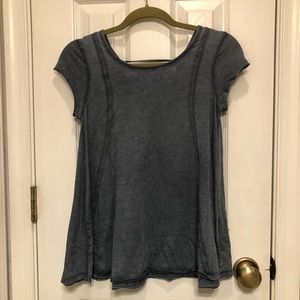 Denim Blue Lace-Up Back Tee